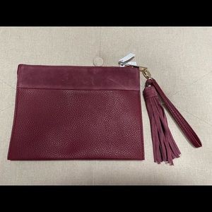 WHBM brandied cherry clutch/wristlet
